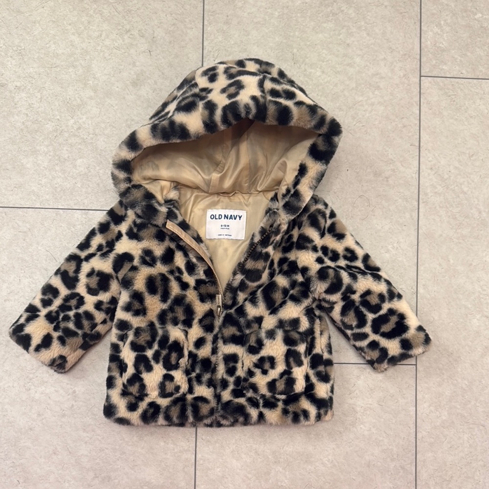 Old Navy Leopard Print Kids Jacket- 6-12